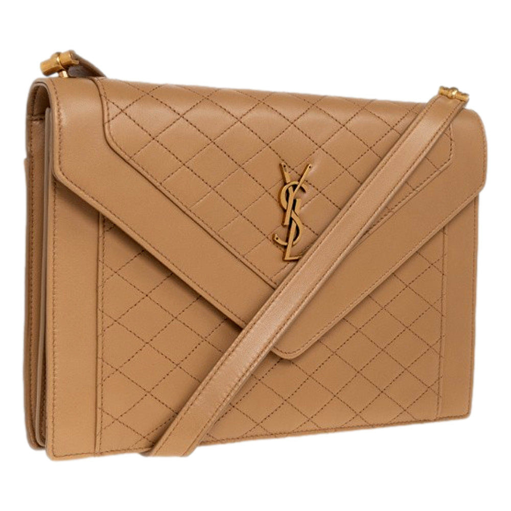 Saint Laurent Gaby Quilted Lambskin Shoulder Bag Beige