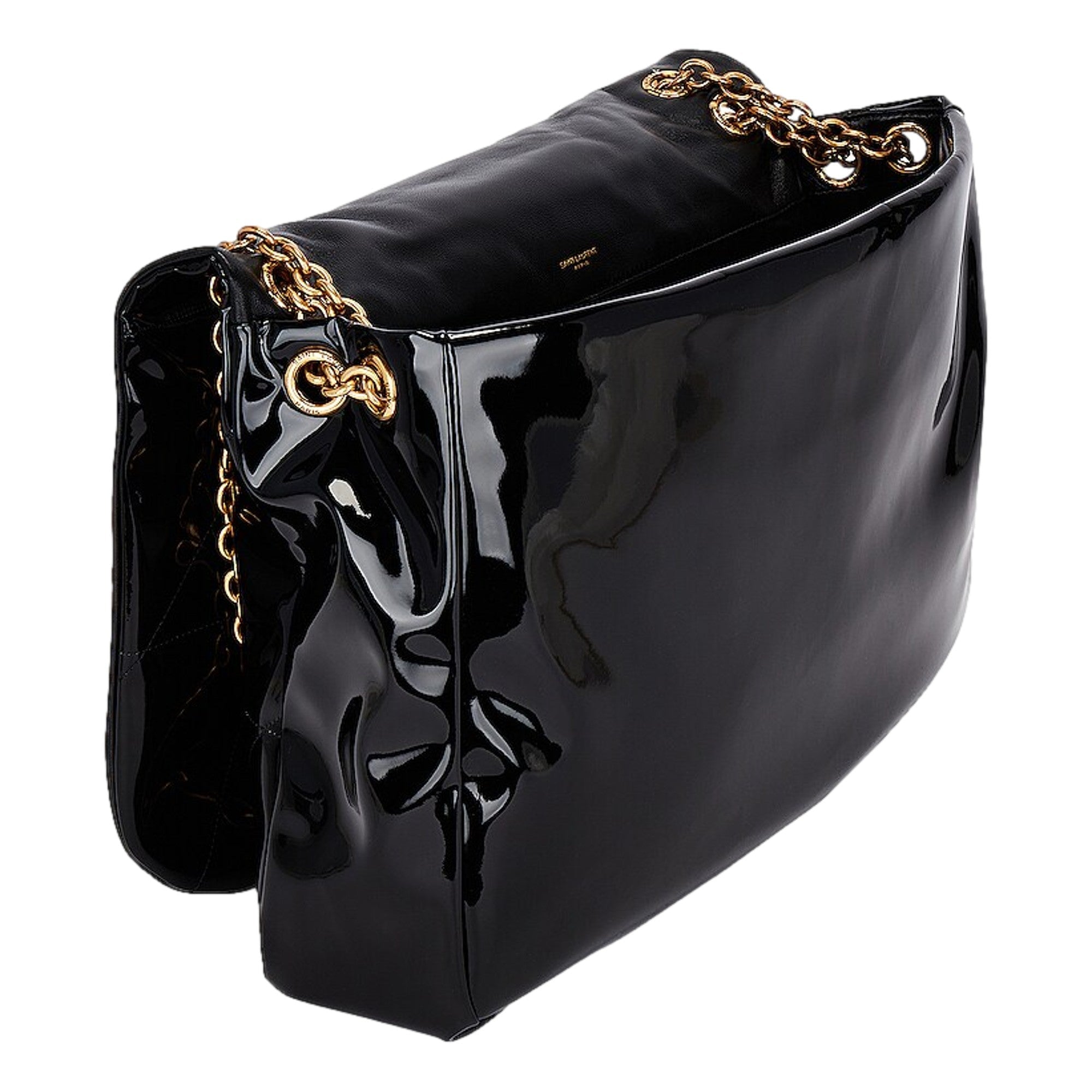 Saint Laurent Jamie YSL Black Patent Leather Large Shoulder Bag