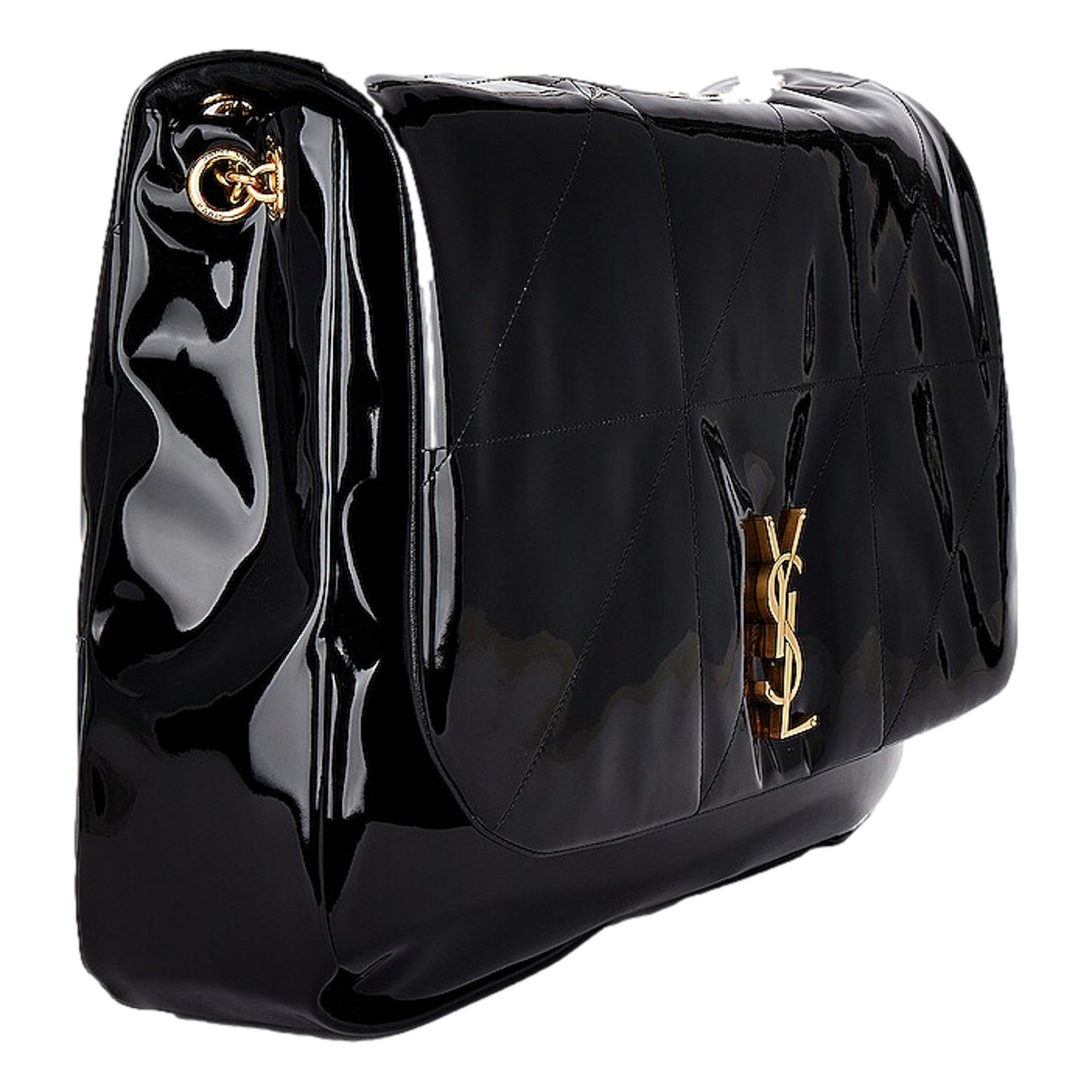 Saint Laurent Jamie YSL Black Patent Leather Large Shoulder Bag