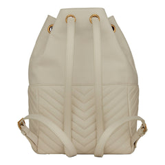 Saint Laurent Joe White Lambskin Quilted Chevron Chain Strap Backpack