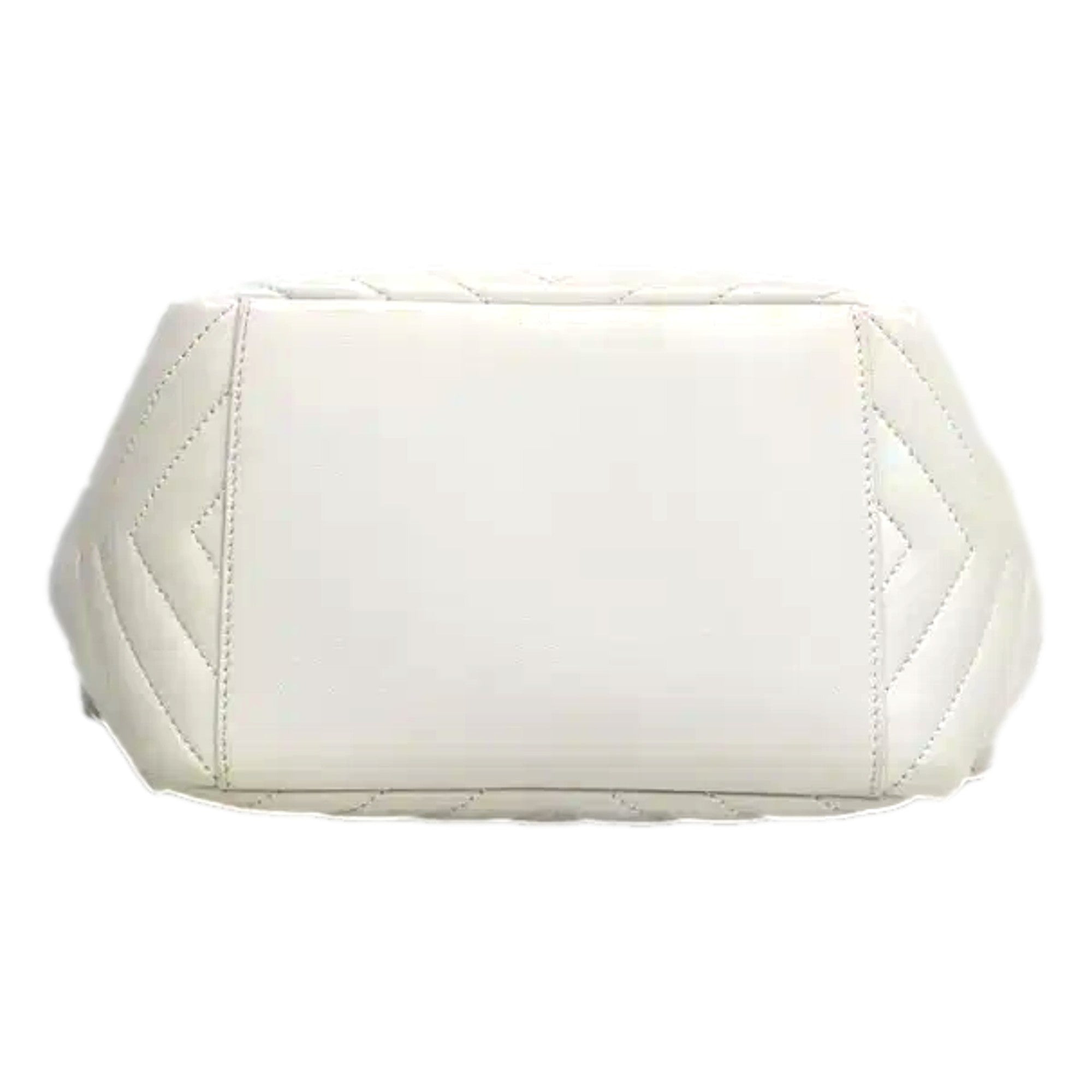 Saint Laurent Joe White Lambskin Quilted Chevron Chain Strap Backpack