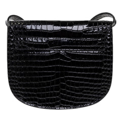 Saint Laurent Small Kaia Croc Embossed Leather Crossbody Bag Black