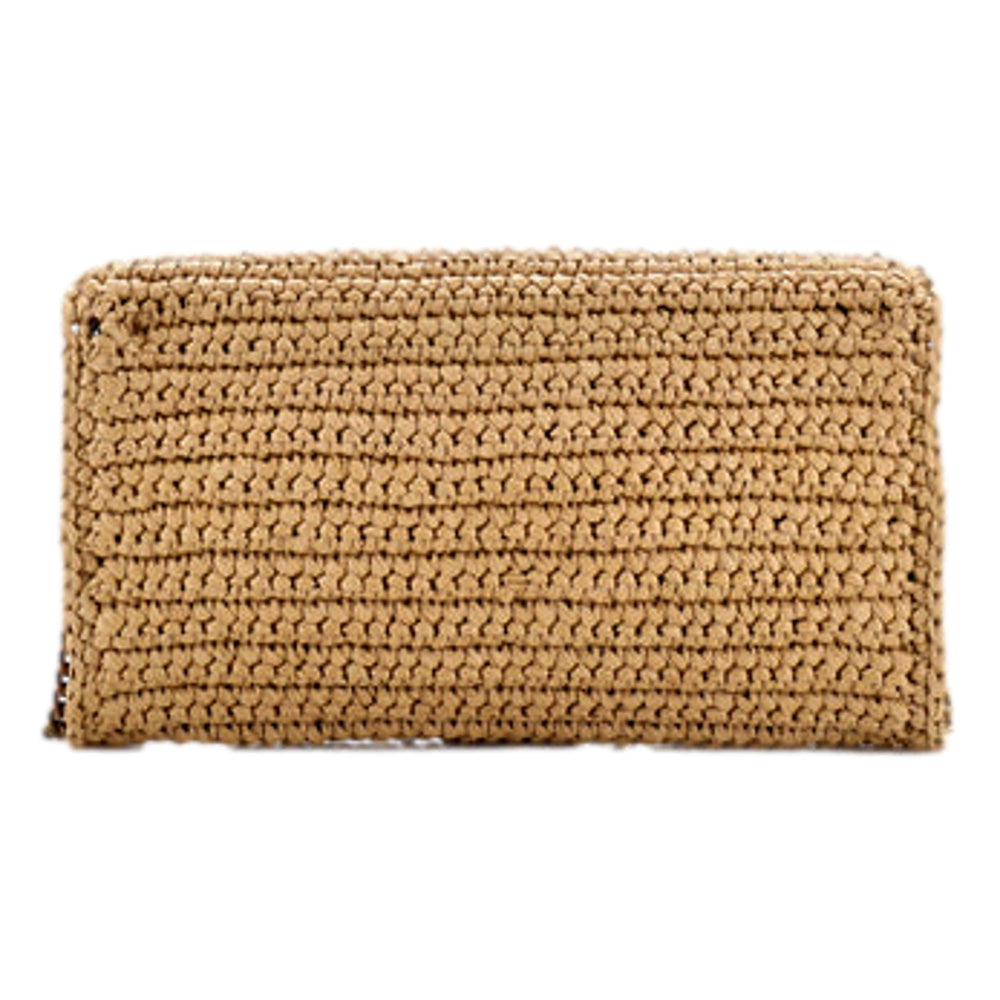 Saint Laurent Kate 99 Beige Raffia Crossbody Bag with Tassel