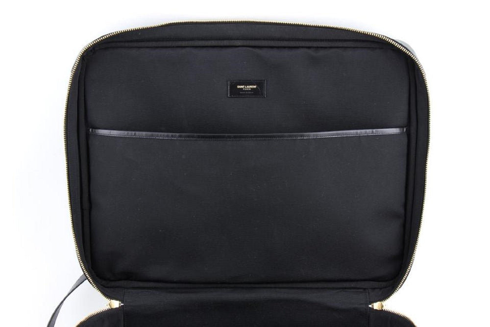 Saint Laurent Monogram Large Luggage Case Bag Dark Brown Coated Canvas