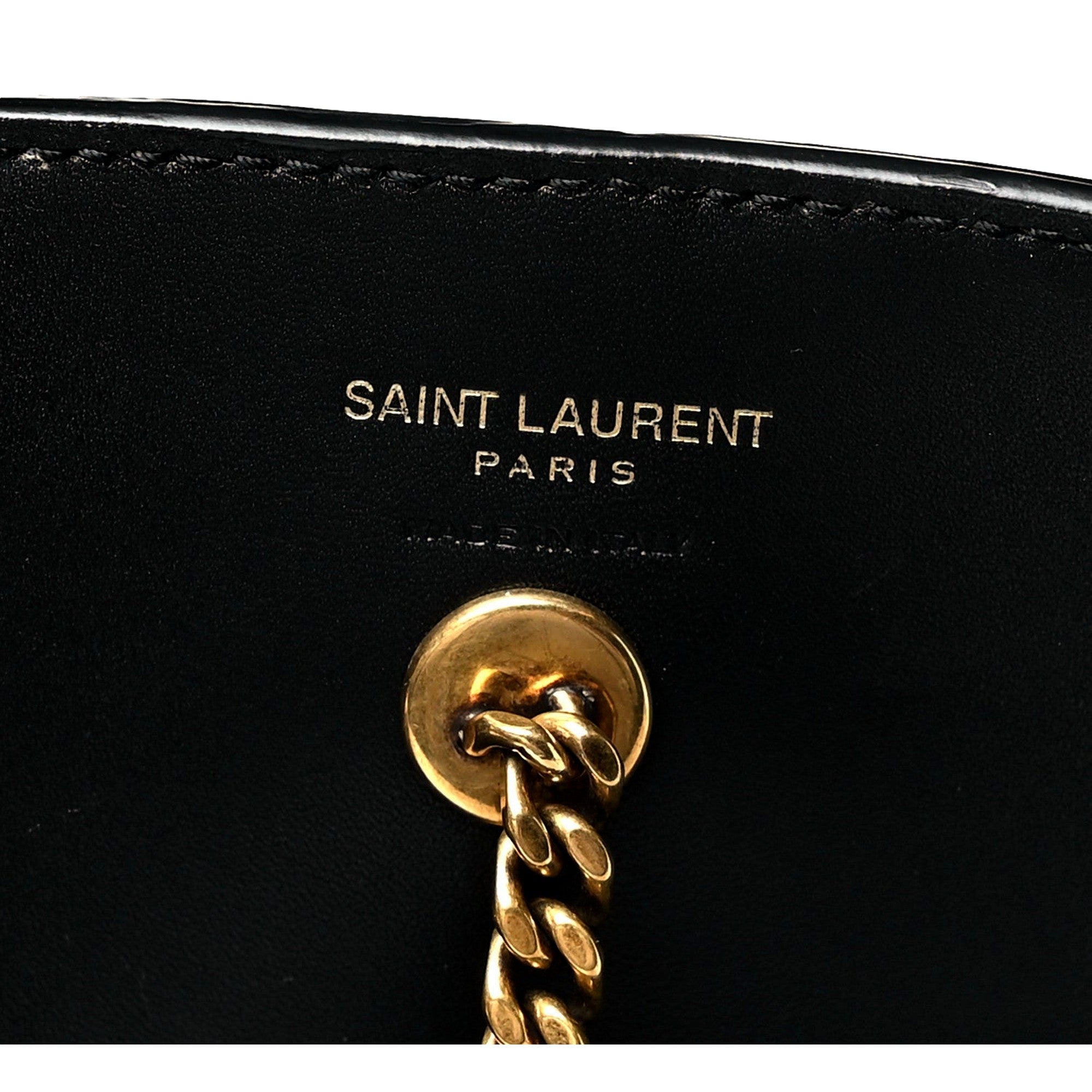 Saint Laurent Maxi Ring Handle Tote in Black Smooth Leather with Gold-Tone Ring Hardware Large