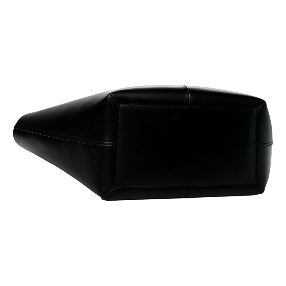 Saint Laurent Maxi Ring Handle Tote in Black Smooth Leather with Gold-Tone Ring Hardware Large