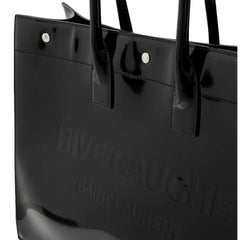 Saint Laurent Rive Gauche Black Patent Leather Large Tote Bag