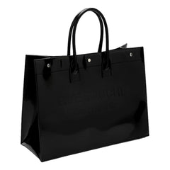 Saint Laurent Rive Gauche Black Patent Leather Large Tote Bag