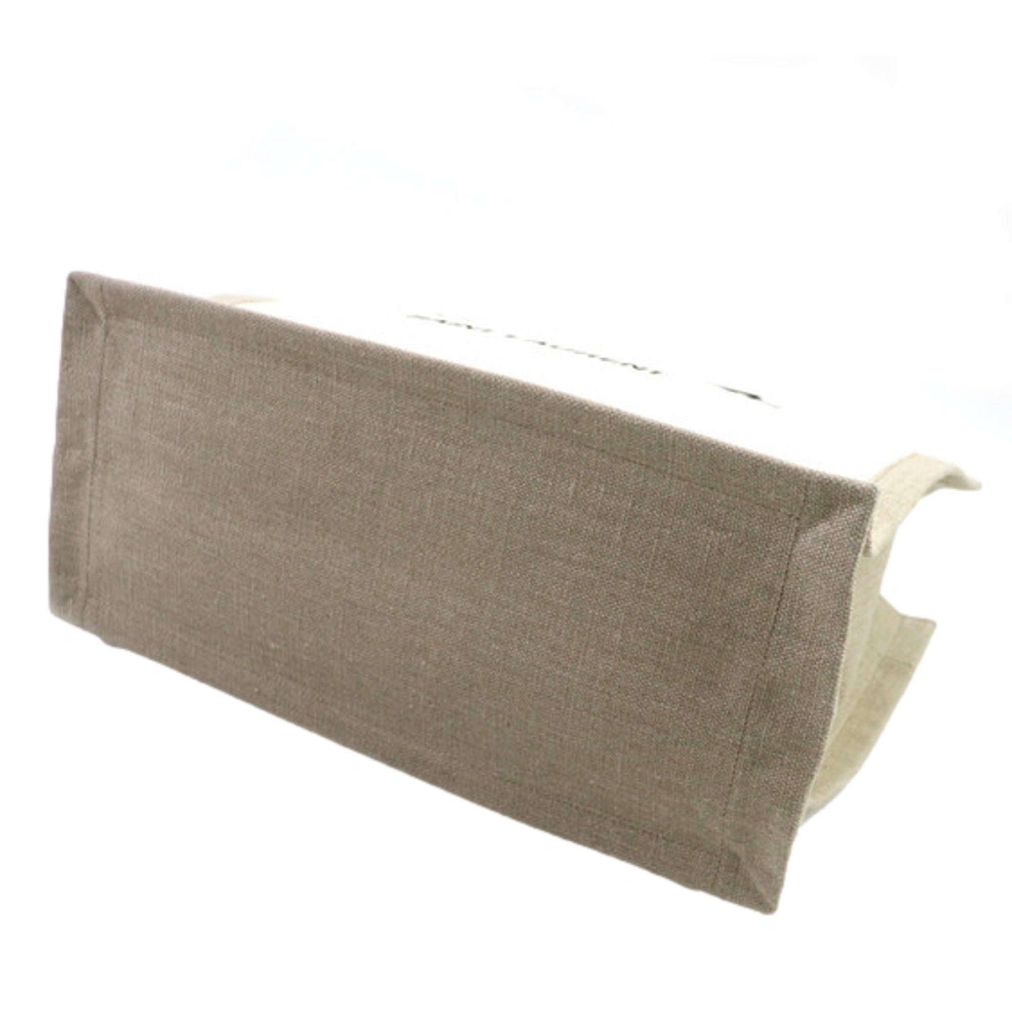 Saint Laurent Rive Gauche Large Tote in Natural Beige Canvas with Black Top Handles