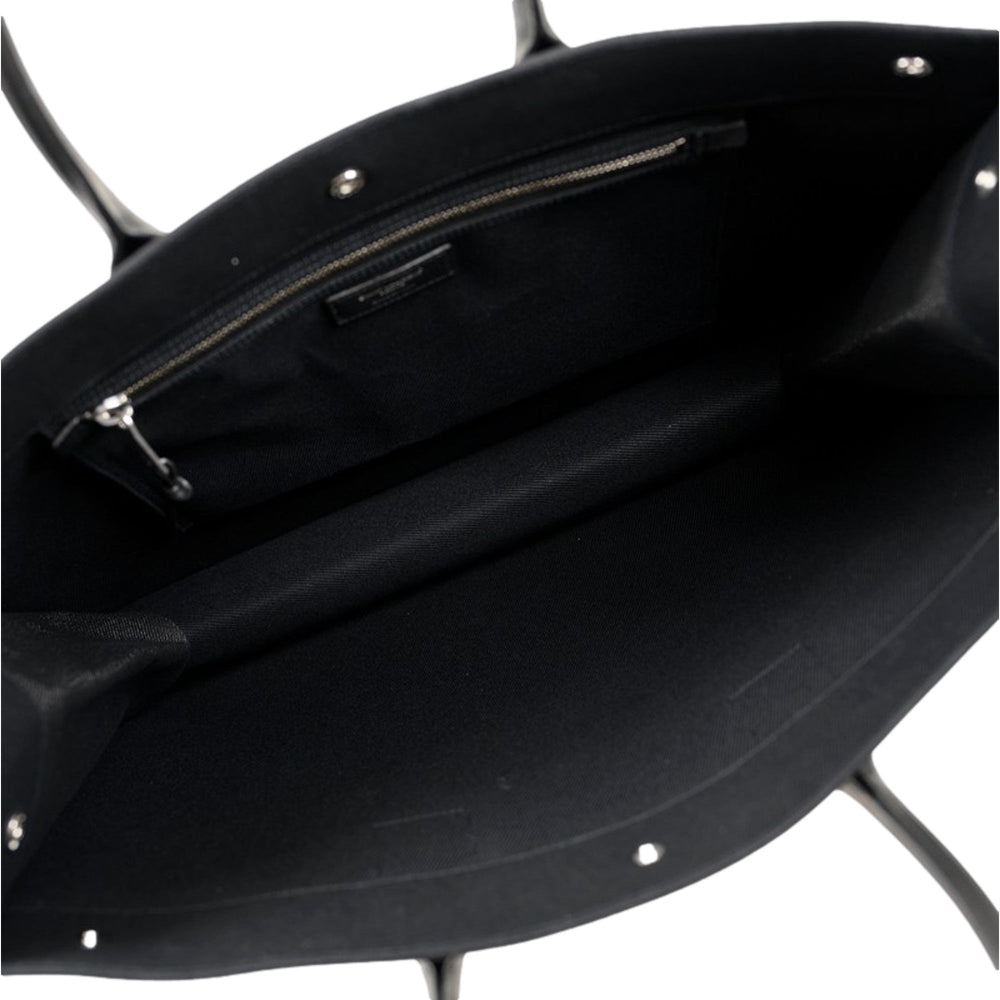 Saint Laurent Rive Gauche Black Canvas Leather Trim Tote Bag