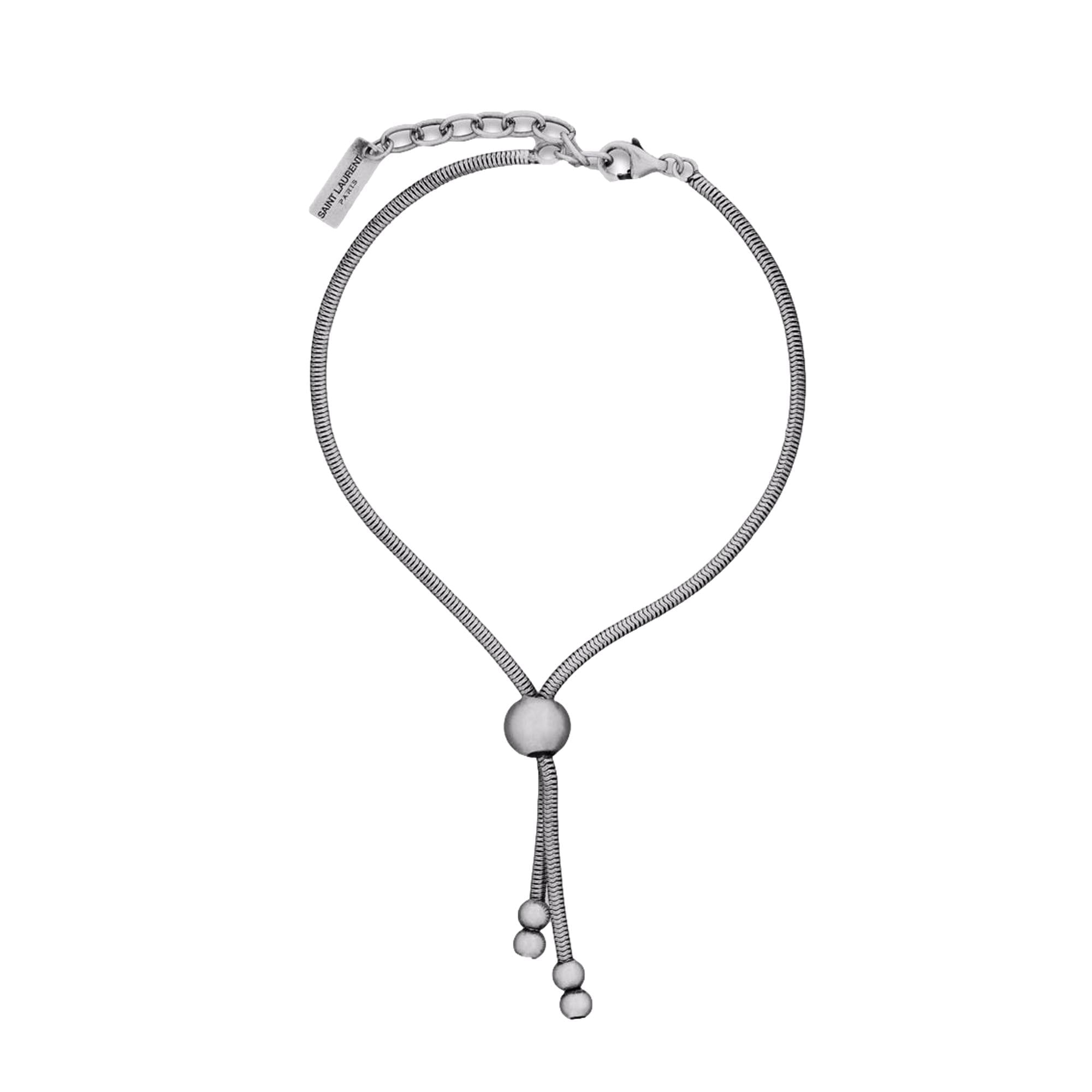 Saint Laurent Silver Bolo Tie Chain Bracelet Large