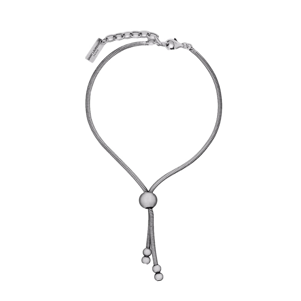 Saint Laurent Silver Bolo Tie Chain Bracelet Large