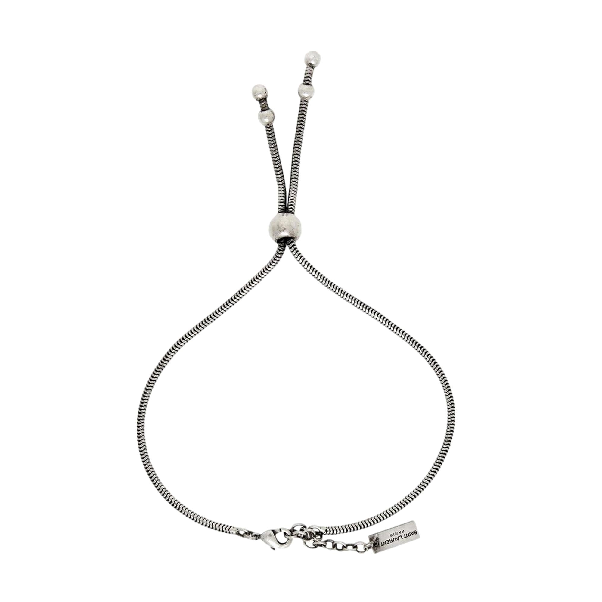 Saint Laurent Silver Bolo Tie Chain Bracelet Large