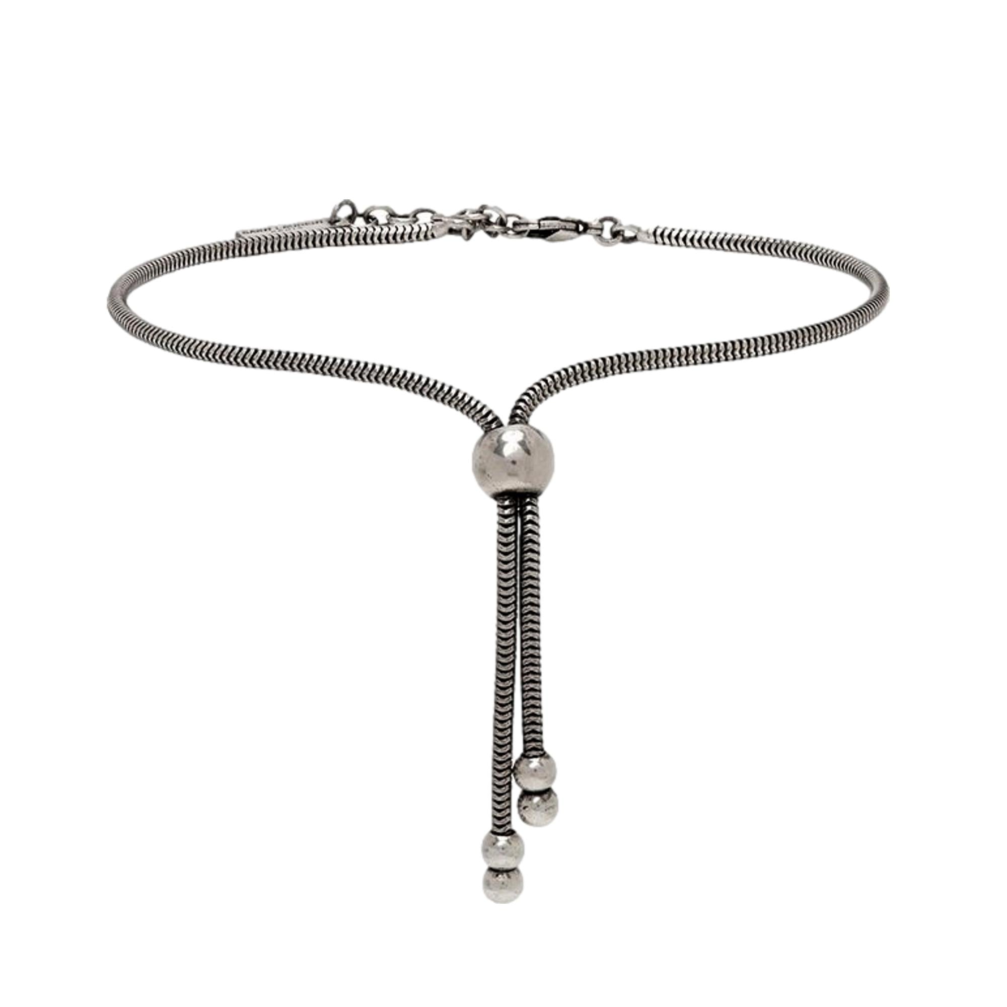 Saint Laurent Silver Bolo Tie Chain Bracelet Large