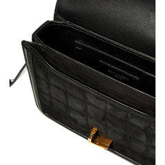 Saint Laurent Solferino Leather Black Quilted Suede Shoulder Bag