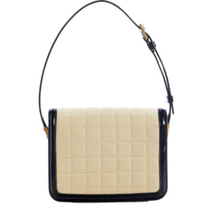 Saint Laurent YSL Solferino Ivory Quilted Suede Leather Shoulder Bag
