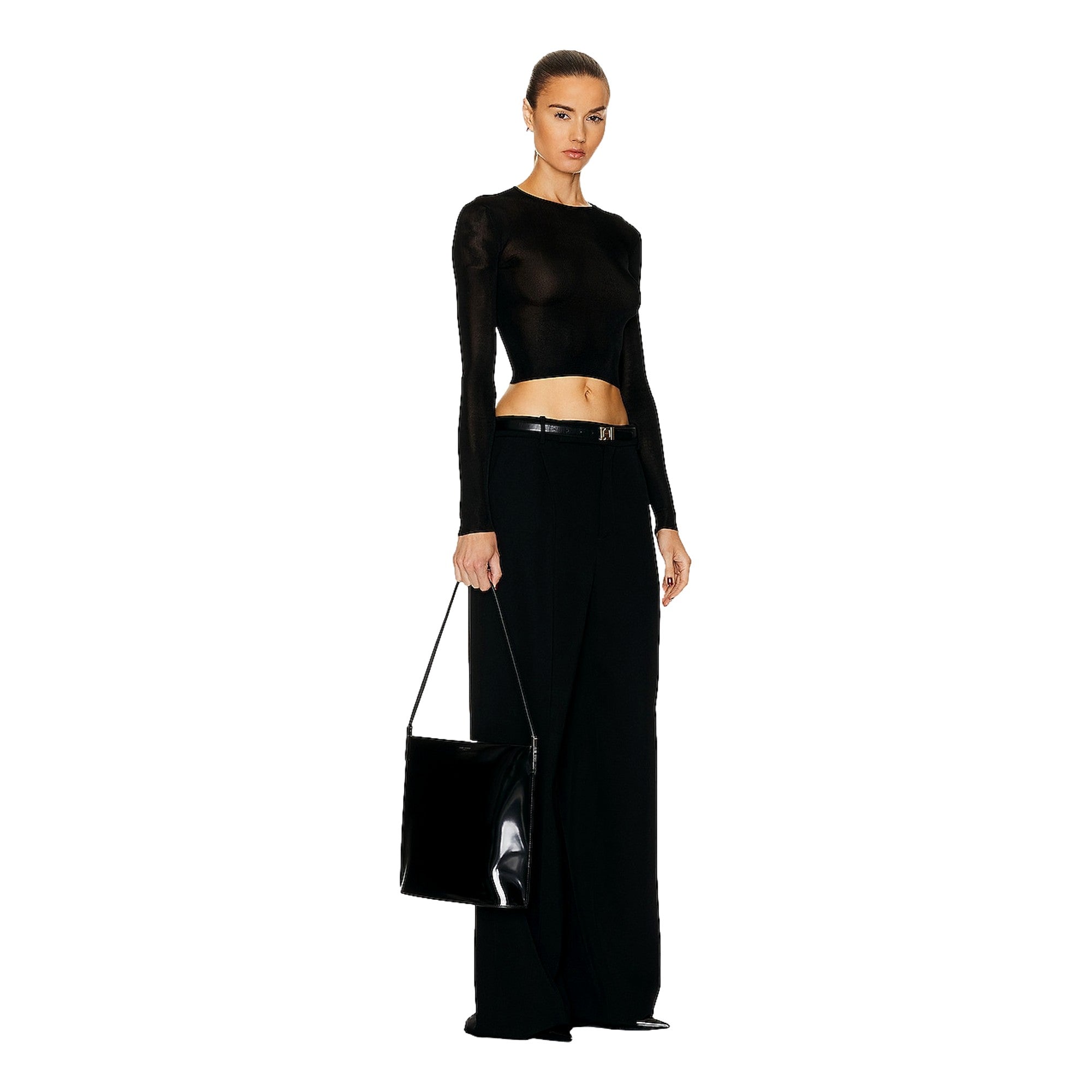 Saint Laurent Black Patent Leather Shopping Tote Shoulder Bag