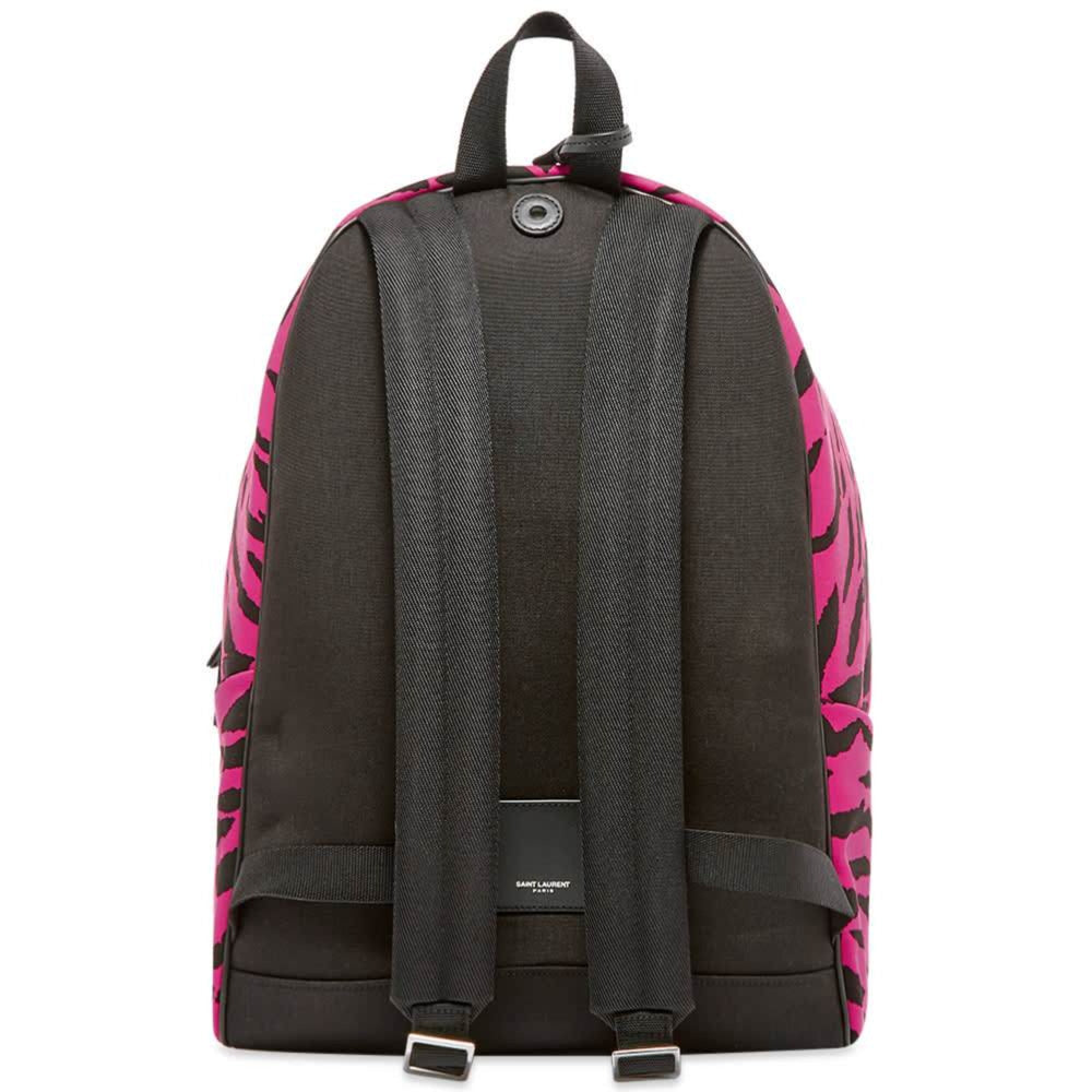 Saint Laurent City Backpack Pink Zebra Print Cotton Leather Trim