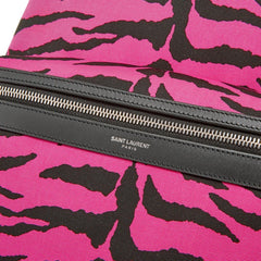 Saint Laurent City Backpack Pink Zebra Print Cotton Leather Trim