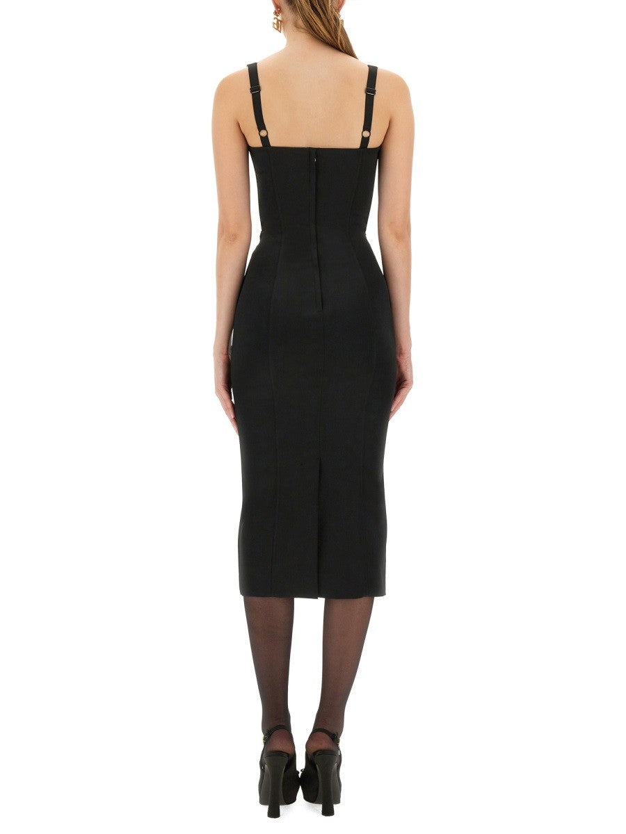 SATIN BUSTIER LONGUETTE DRESS