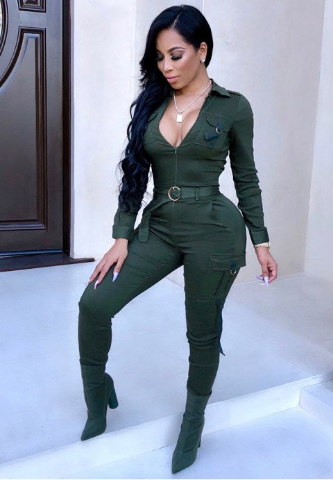 Women's Sexy Long Sleeve High Waisted Jumpsuits Rompers