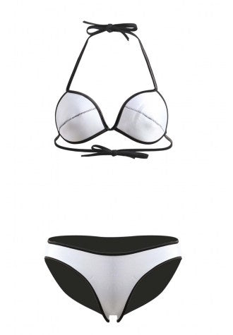 Plain Color Rubber and Neoprene Bikini Set