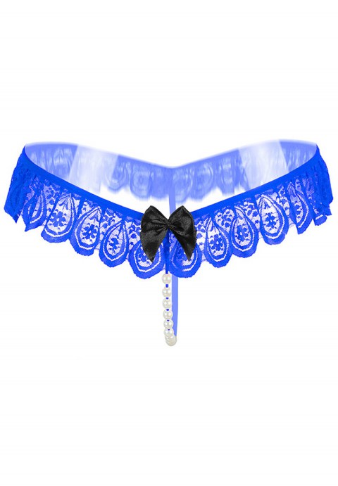 Women Lace Pearl Beading Thong