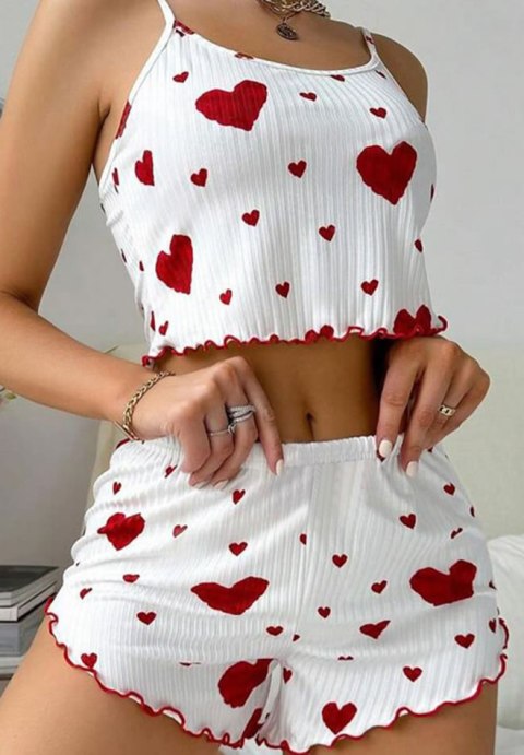 Adorable Heart Print Cami and Shorts Set