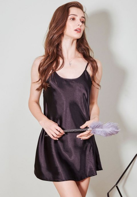 Satin Black Babydoll and Robe Set