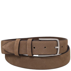 Elegant perforated nubuck leather belt 35mm