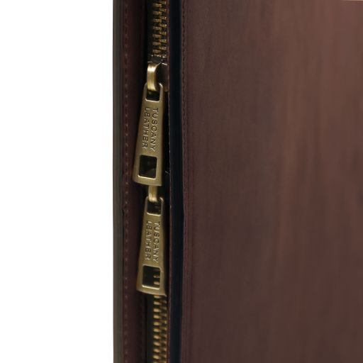 Cesare - Leather document case with handle and ring binder