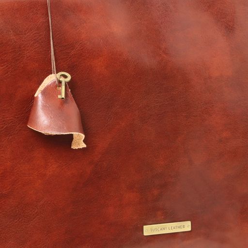 Mantova - Leather multi compartment briefcase with flap