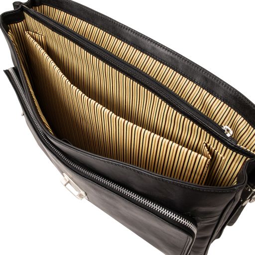 Alessandria - Leather multi compartment laptop briefcase