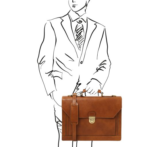 Cremona - Leather briefcase 3 compartments