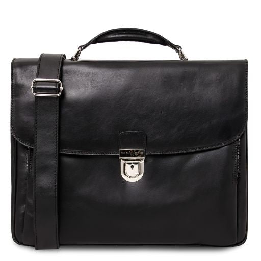 Alessandria - Leather multi compartment laptop briefcase