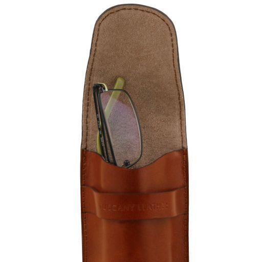Exclusive leather crossbody case for glasses