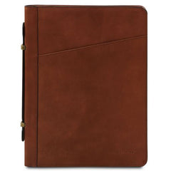 Cesare - Leather document case with handle and ring binder