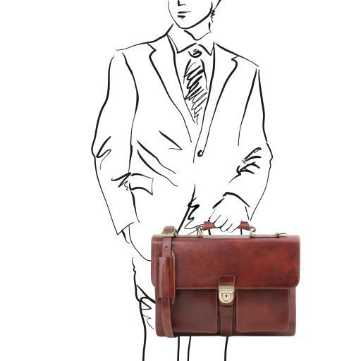 Assisi - Leather briefcase 3 compartments
