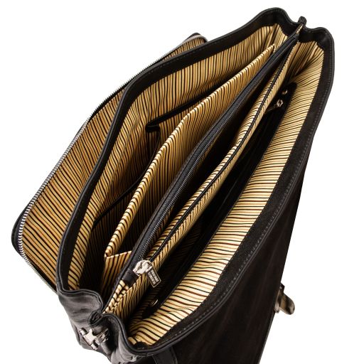 Alessandria - Leather multi compartment laptop briefcase