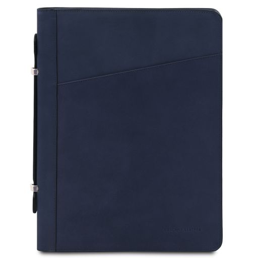 Cesare - Leather document case with handle and ring binder