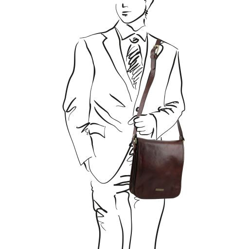 TL Messenger - Two compartments leather shoulder bag