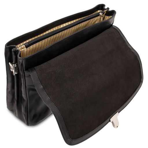Alessandria - Leather multi compartment laptop briefcase