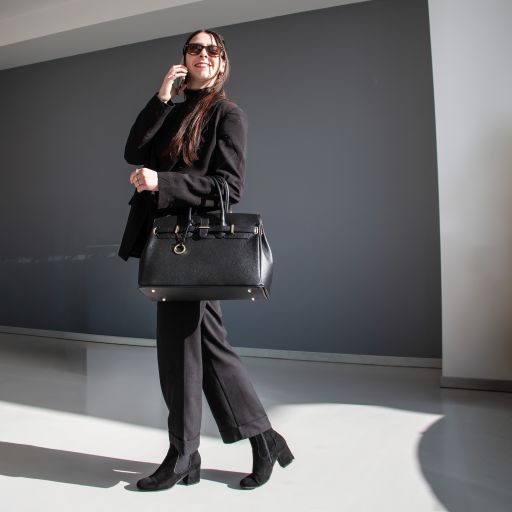 TL Bag - Leather handbag with golden hardware