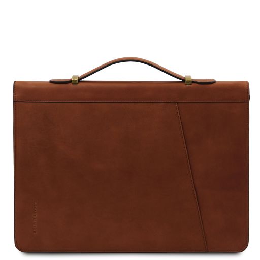 Cesare - Leather document case with handle and ring binder