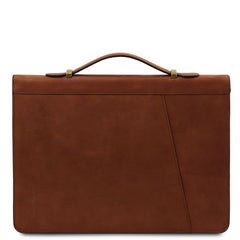 Cesare - Leather document case with handle and ring binder