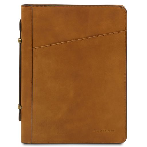 Cesare - Leather document case with handle and ring binder