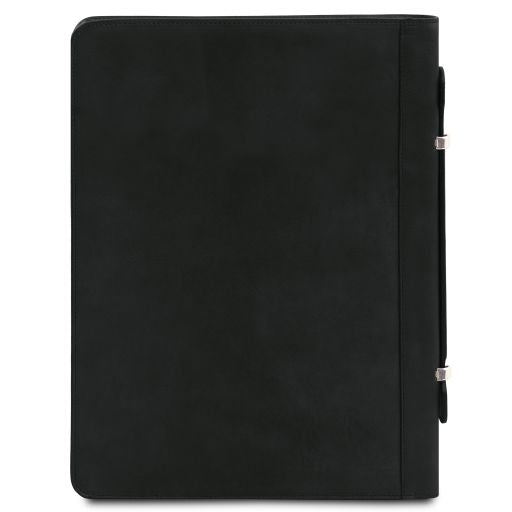 Cesare - Leather document case with handle and ring binder