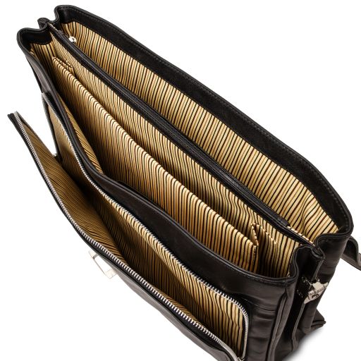 Alessandria - Leather multi compartment laptop briefcase
