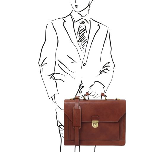 Cremona - Leather briefcase 3 compartments