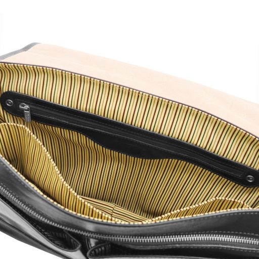 Mantova - Leather multi compartment briefcase with flap
